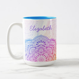 Iris Mandala 15 oz. Personalized Mug ツートーンマグカップ