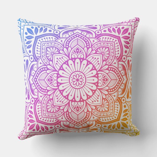 Iris Mandala Throw Pillow クッション (裏面)