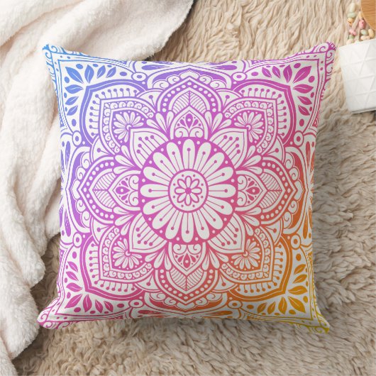Iris Mandala Throw Pillow クッション (ブランケット)