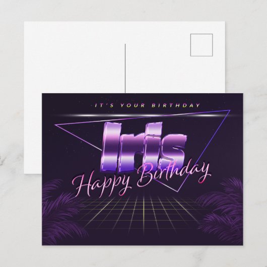 Iris Name Vorname lila Postkarte Geburtstag ポストカード (正面/裏面)