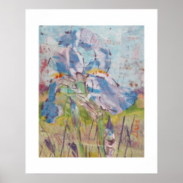 Iris On Collage Painting / Artist Larry Lerew ポスター