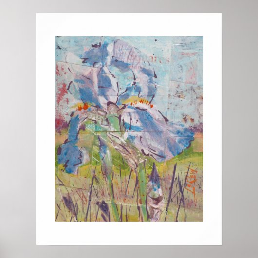 Iris On Collage Painting / Artist Larry Lerew ポスター (正面)
