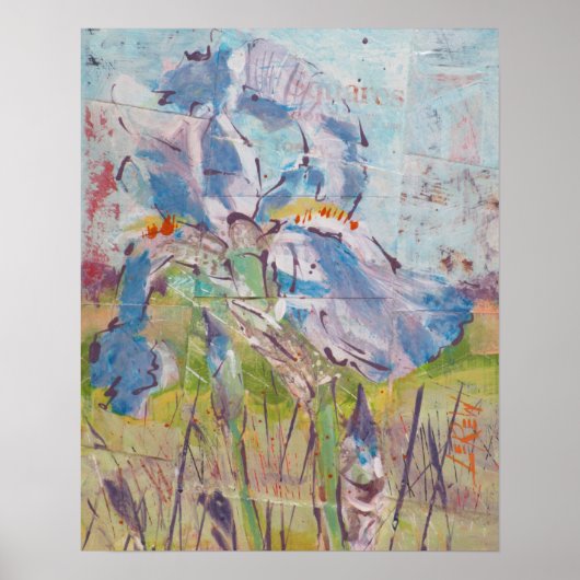 Iris On Collage Painting / Artist Larry Lerew ポスター (正面)