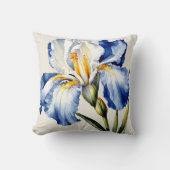 Iris Schwertlilie blau weiß - Aquarell-Design |  クッション (正面)