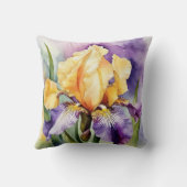 Iris Schwertlilie lila orange - Aquarell-Design |  クッション (裏面)