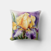 Iris Schwertlilie lila orange - Aquarell-Design |  クッション (正面)