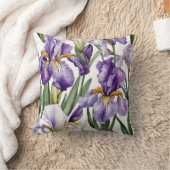 Iris Schwertlilie lila weiß - Aquarell-Design |  クッション (ブランケット)