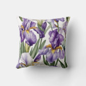 Iris Schwertlilie lila weiß - Aquarell-Design |  クッション (裏面)