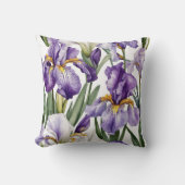 Iris Schwertlilie lila weiß - Aquarell-Design |  クッション (正面)