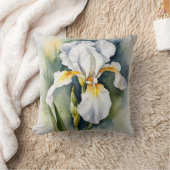 Iris Schwertlilie weiß - Aquarell-Design |  クッション (ブランケット)