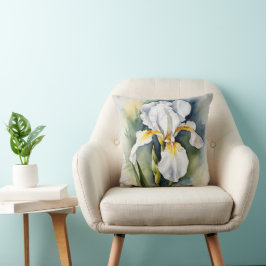 Iris Schwertlilie weiß - Aquarell-Design |  クッション