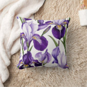 Iris Schwertlilie weiß lila - Aquarell-Design |  クッション (ブランケット)