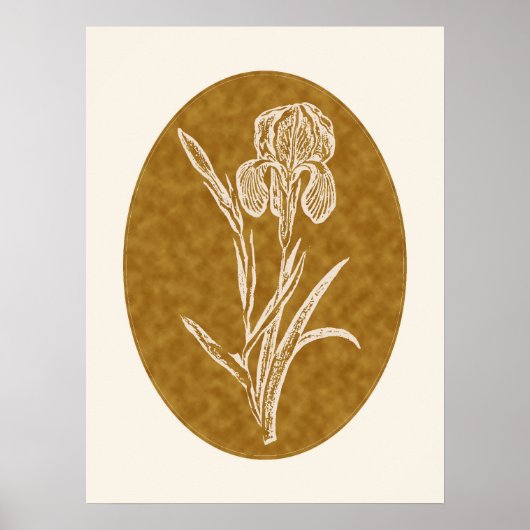 Iris Silhouette on Textured Brown Background  ポスター (正面)