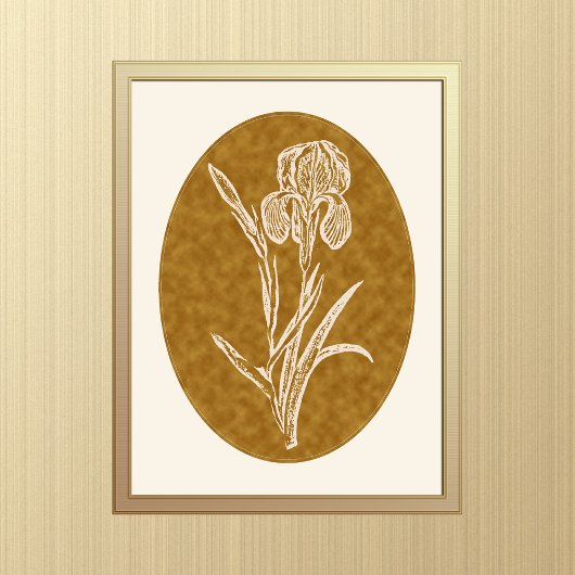 Iris Silhouette on Textured Brown Background  ポスター