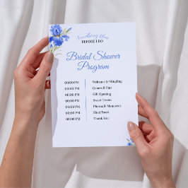 Iris Something Blue Bridal Shower Program Timeline 招待状