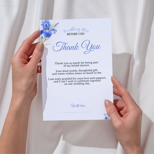 Iris Something Blue Bridal Shower Thank You Card 招待状