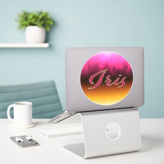 Iris Vorname Name golden pink Aufkleber Sticker シール (デスク上のノートパソコン)