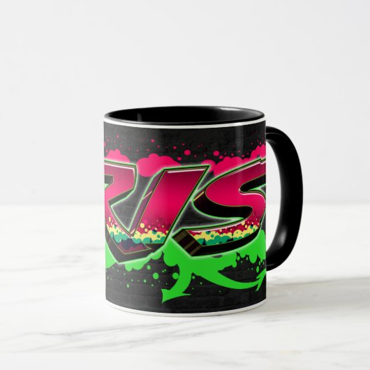 Iris Vorname Name Graffiti red green Tasse マグカップ (正面右)