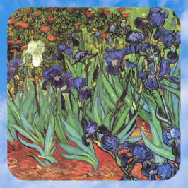 Irises by Vincent van ゴッホ、ヴィンテージ・ガーデン・アート スクエアシール