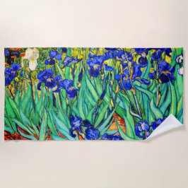 Irises by Vincent Van Gogh ビーチタオル