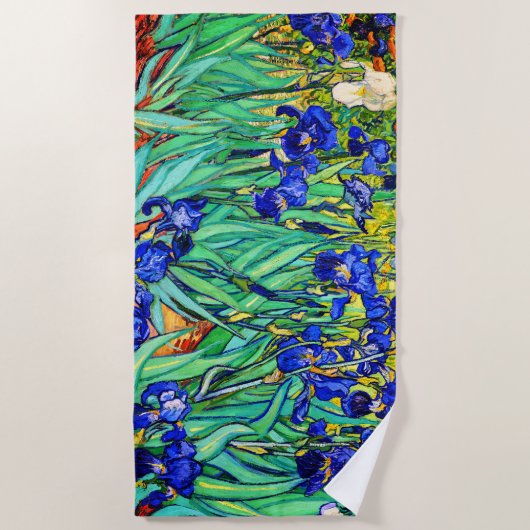 Irises by Vincent Van Gogh ビーチタオル (正面)
