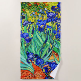 Irises by Vincent Van Gogh ビーチタオル