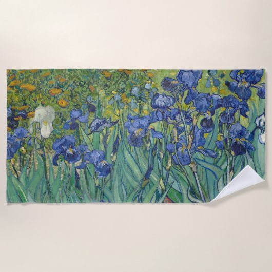 Irises, Floral Oil Painting, Vincent Van Gogh ビーチタオル (正面)