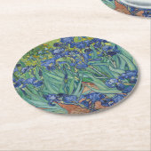 Irises, Floral Oil Painting, Vincent Van Gogh ラウンドペーパーコースター (アングル)