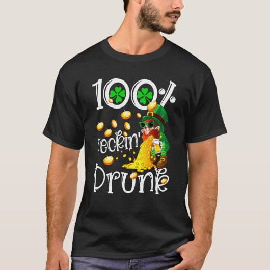 Irish 100 Feckin Drunk Leprechaun Puking Drink Pat Tシャツ (正面)
