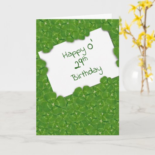Irish 29th Birthday and Shamrocks カード (黄色い花)