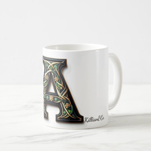 Irish A Monogram Coffee Mug コーヒーマグカップ (正面右)