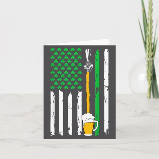 Irish American Flag Beer Shirt St Patricks Day Men カード (正面)
