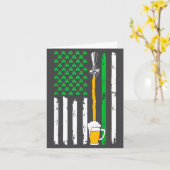 Irish American Flag Beer Shirt St Patricks Day Men カード (黄色い花)
