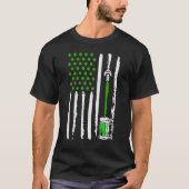 Irish American Flag Draft Beer Shamrock St Patrick Tシャツ (正面)