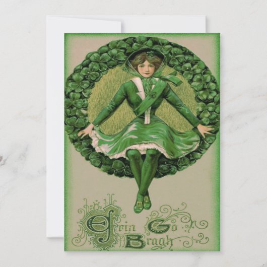 Irish American Flag Harp of Erin Shamrock 招待状 (正面)