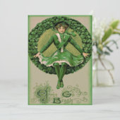 Irish American Flag Harp of Erin Shamrock 招待状 (スタンド正面)