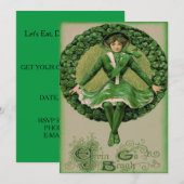 Irish American Flag Harp of Erin Shamrock 招待状 (正面/裏面)