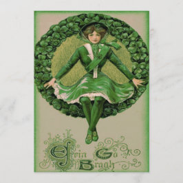 Irish American Flag Harp of Erin Shamrock 招待状