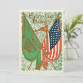 Irish American Flag Harp of Erin Shamrock 招待状 (スタンド正面)