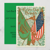 Irish American Flag Harp of Erin Shamrock 招待状 (正面/裏面)
