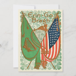 Irish American Flag Harp of Erin Shamrock 招待状