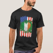 Irish American Flag Heart St Patricks Day Men Wome Tシャツ (正面)