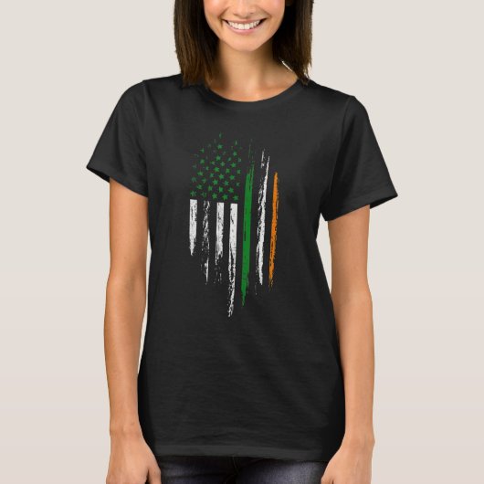 Irish American Flag Ireland Pride St Patrick's Day Tシャツ (正面)