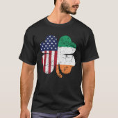 Irish American Flag Ireland Shamrock St Patrick s  Tシャツ (正面)