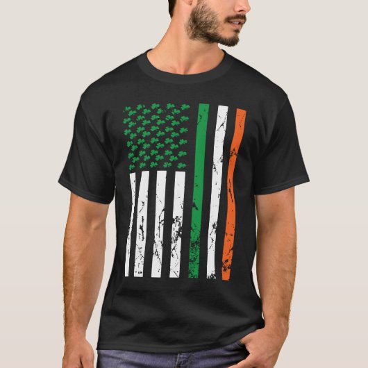 Irish American Flag Ireland St Patrick's Day Funny Tシャツ (正面)