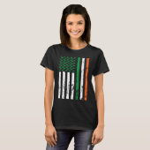 Irish American Flag Ireland St Patrick's Day Funny Tシャツ (正面フル)