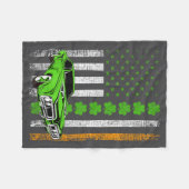 Irish American Flag Lucky Car Racing St. Patrick's フリースブランケット (正面(横))