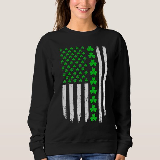 Irish American Flag Lucky Shamrock St Patrick's Da スウェットシャツ (正面)