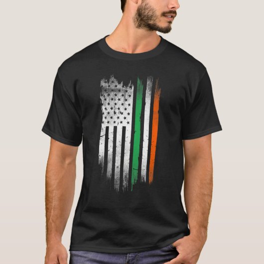 Irish American flag Patrick's day cool Ireland fla Tシャツ (正面)