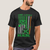 Irish American Flag St Patrick's Day One Lucky Nur Tシャツ (正面)
